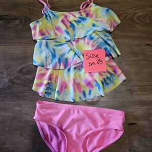 Justice Blue and Yellow Bikini Set with Ruffled Top